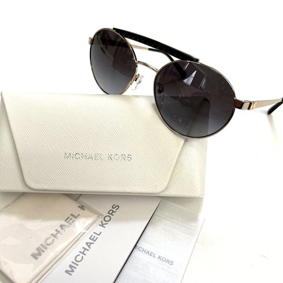 New in Case Original MICHAEL KORS Milos Aviator Sunglasses Gold Metal mk1083 main image 8